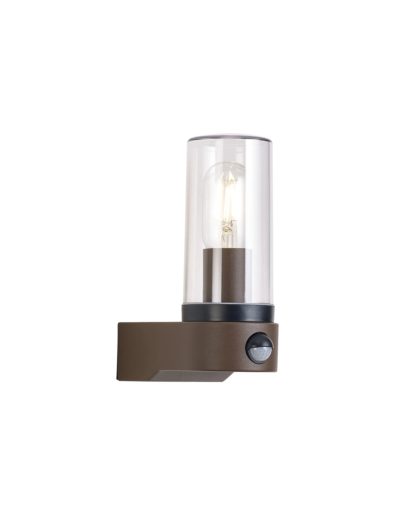 D0875  Milo Tubular Wall Lamp PIR IP54 Dark Brown